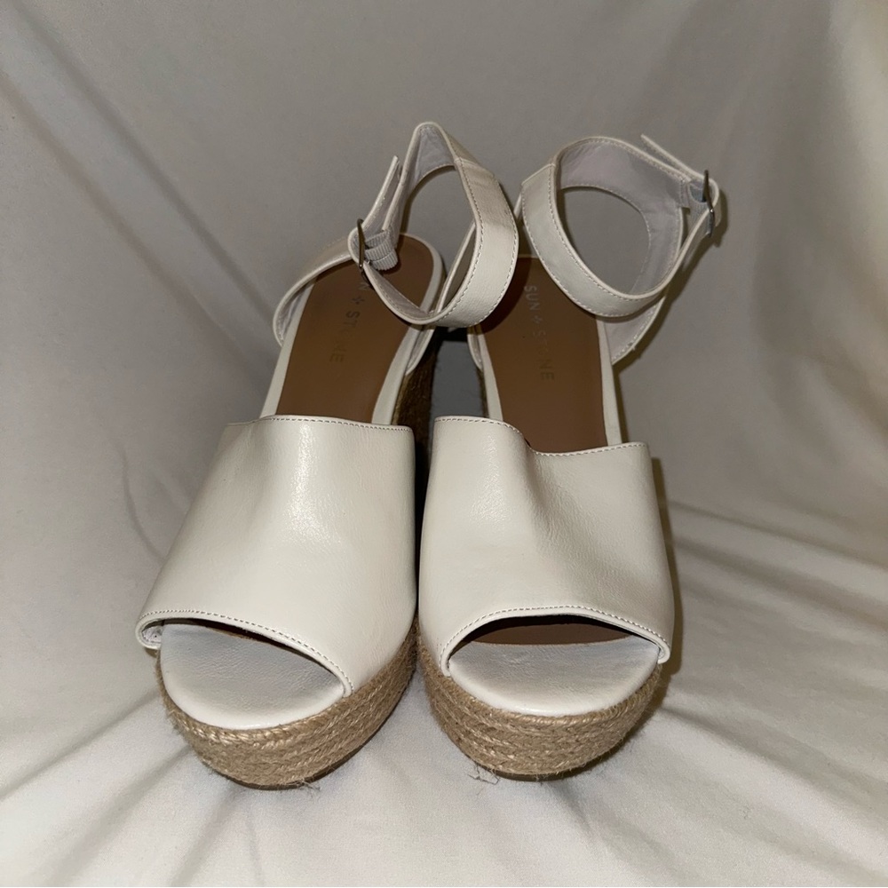Elegant White Wedge Sandals